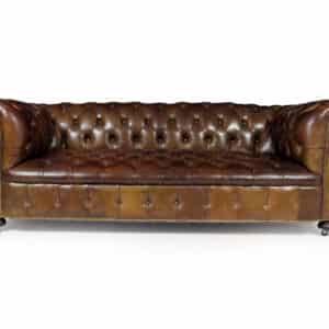 English Leather Chesterfield with Buttoned Seat Antique Sofas