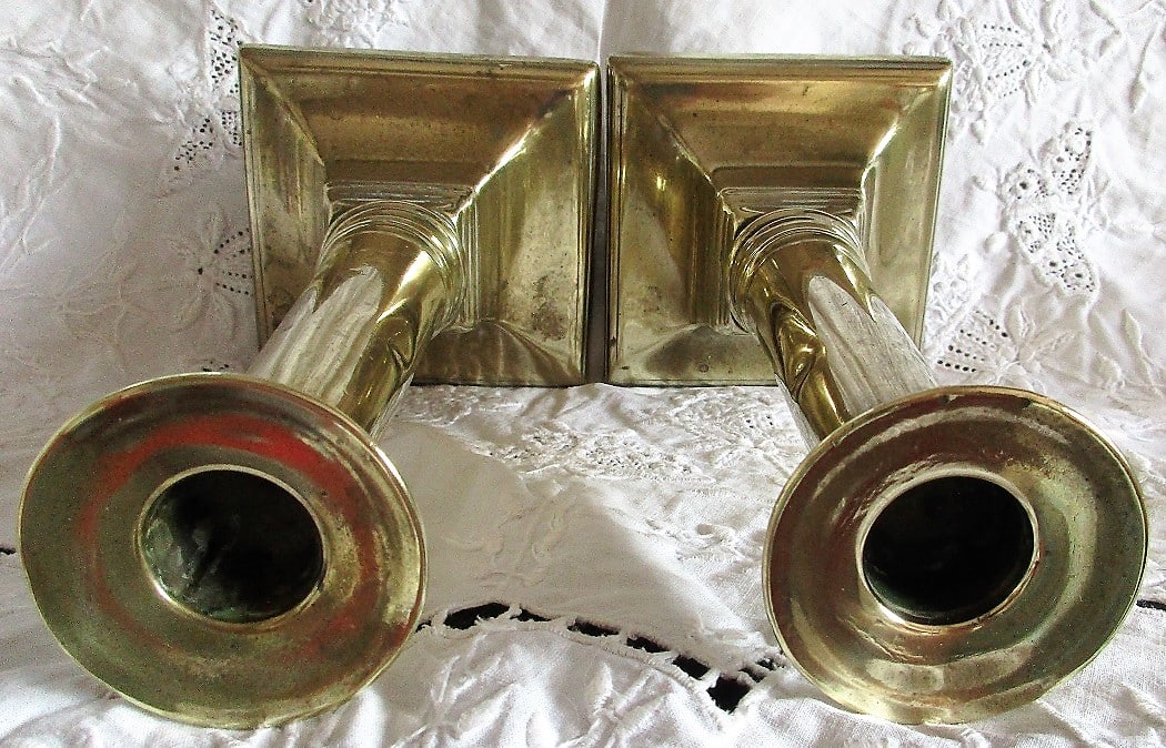 Pair of Antique English Victorian Brass Candlesticks - Applecross Antiques