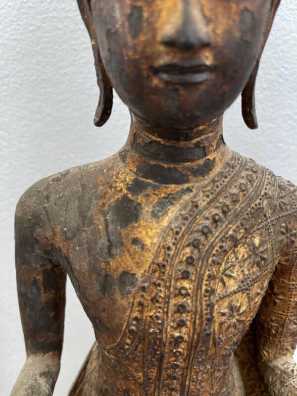 TH021 THAI BRONZE STANDING BUDDHA WITH GILDED GOLD, BEGINNING RATTANAKOSIN PERIOD, LATE 18th CENTURY bronze Miscellaneous 7