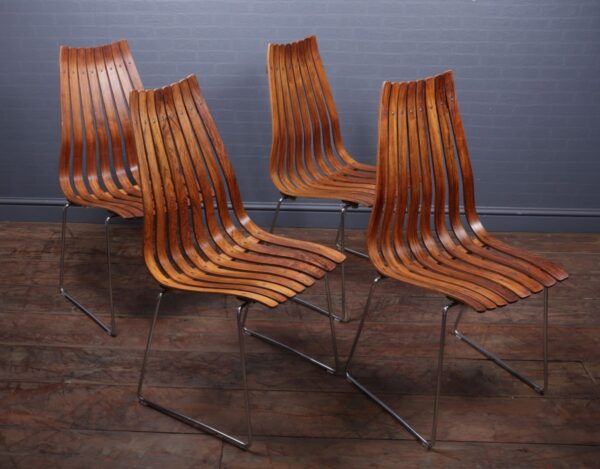 Mid Century Dining Chairs by Hans Brattrud for Hove Mobler, Set of 4 Antique Chairs 7