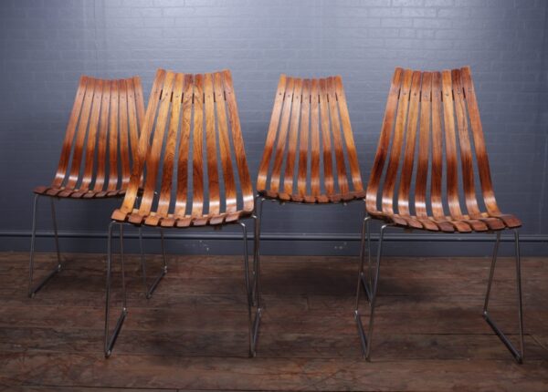 Mid Century Dining Chairs by Hans Brattrud for Hove Mobler, Set of 4 Antique Chairs 6