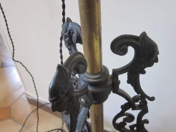 Early 20th Century French Rise & Fall Standard Lamp brass Antique Lighting 7