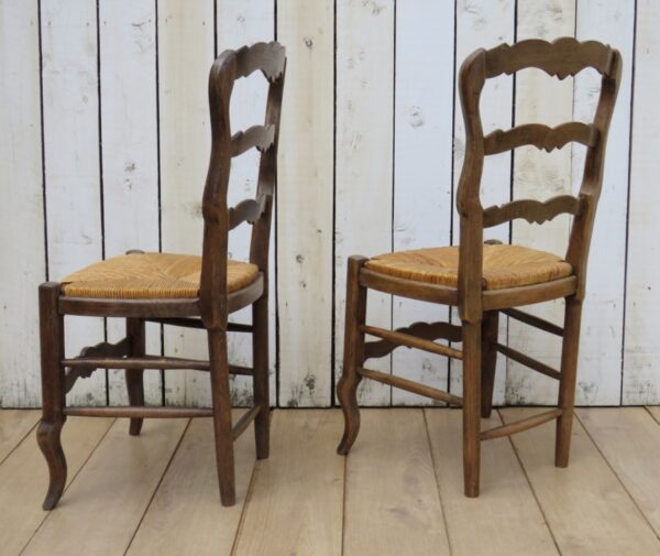 Set Of Six Oak & Rush Seated Dining Chairs dining chairs Antique Chairs 8