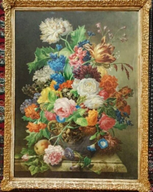 Still Life Flower Print After Joseph Nigg (1782-1863) After Original Oil Painting