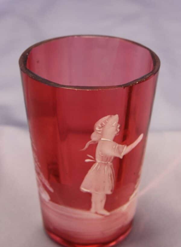 Antique Small Victorian Cranberry Glass Tot Antique Antique Glassware 7