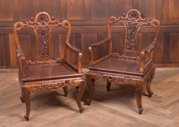 Beautiful Pair Of 19th Century Hardwood Carved Chinese Arm Chairs SAI2213 Antique Furniture 3