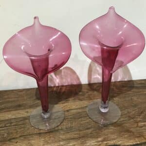 Jack in the pulpit cranberry glass vases Antique Glassware