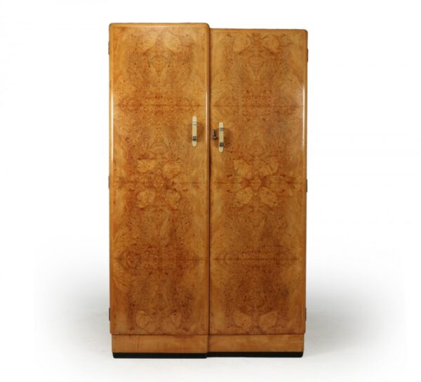 Art Deco Gentleman’s Wardrobe in Burr Maple c1931 art deco wardrobe Antique Furniture 3