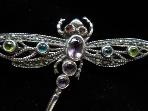 SOLD Silver Gemstone & Marcasite Dragonfly Brooch Miscellaneous 5