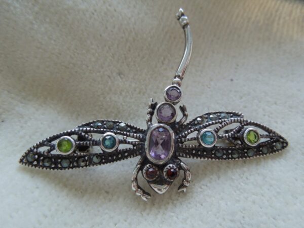 SOLD Silver Gemstone & Marcasite Dragonfly Brooch Miscellaneous 6