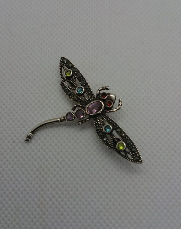 SOLD Silver Gemstone & Marcasite Dragonfly Brooch Miscellaneous 8