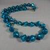 1950's Dark Turquoise Faux Pearl Bead Necklace - Image 2