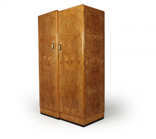 Art Deco Gentleman’s Wardrobe in Burr Maple c1931 art deco wardrobe Antique Furniture 13