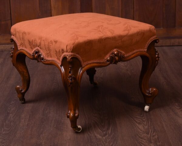 Superb Victorian Carved Walnut Cabriole Leg Stool SAI1861