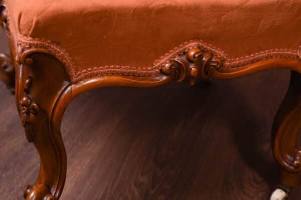 Superb Victorian Carved Walnut Cabriole Leg Stool SAI1861 - Image 4