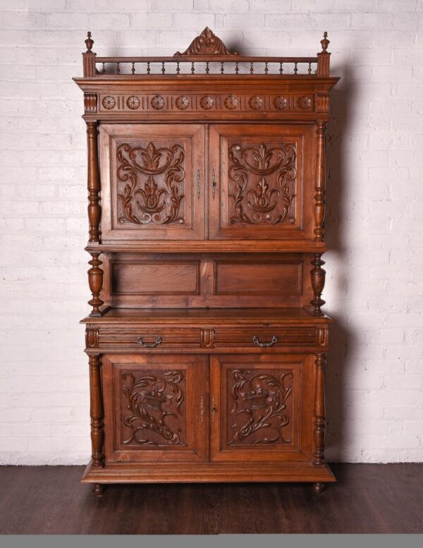 French Carved Walnut Hunts Game Cabinet SAI1001 Antique Furniture 13