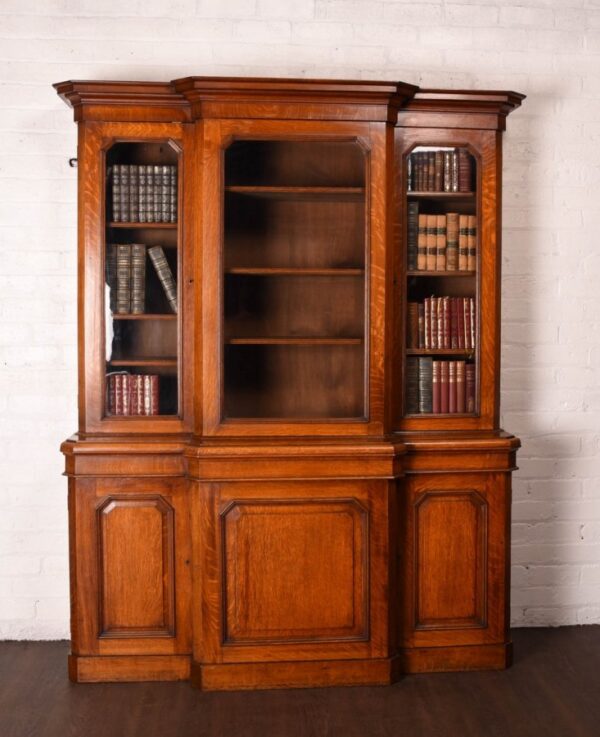 Victorian 3 Door Breakfront Library Bookcase SAI1075 - Image 13