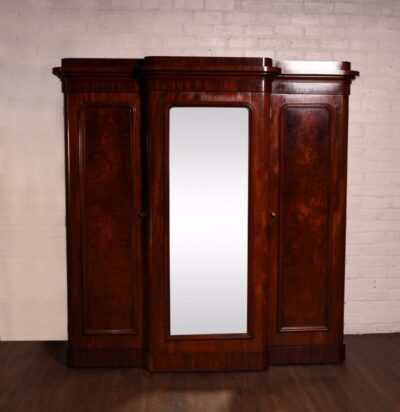 Impressive Victorian Mirror Door Break Front Wardrobe SAI1129 Antique Furniture 12