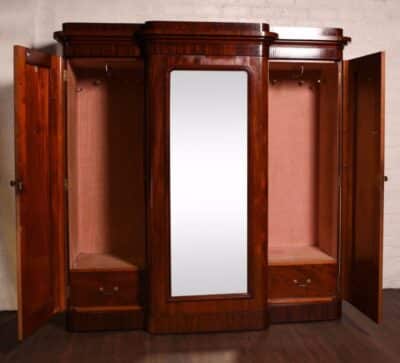 Impressive Victorian Mirror Door Break Front Wardrobe SAI1129 Antique Furniture 3