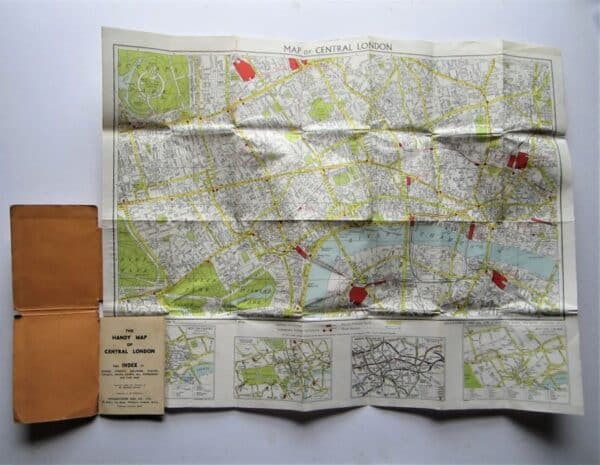 London – folding map – vintage antique maps, vintage maps, folding maps, london Antique Maps 3