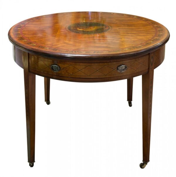 Painted satinwood oval centre table circa 1890 - Image 6