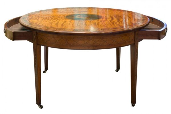 Painted satinwood oval centre table circa 1890 - Image 5