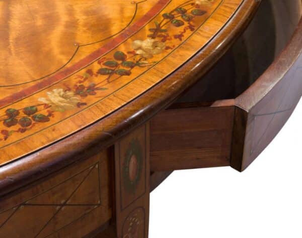 Painted satinwood oval centre table circa 1890 - Image 4