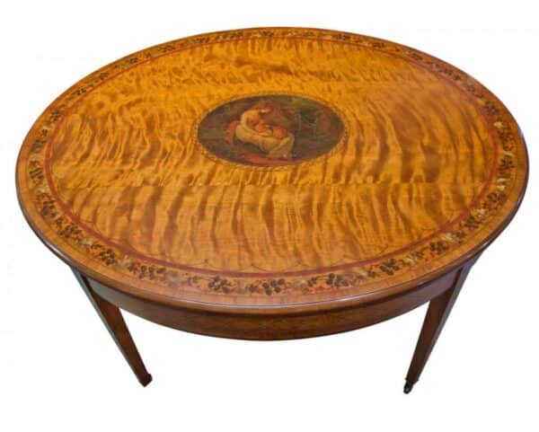 Painted satinwood oval centre table circa 1890 - Image 8