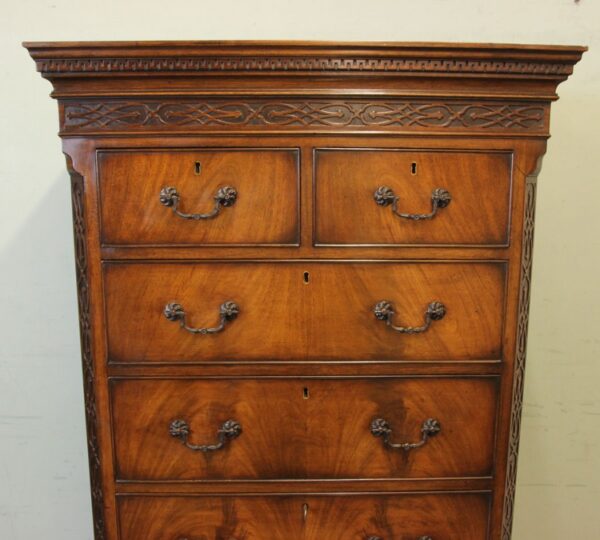 Antique Mahogany Chippendale Style Chest on Chest, Tallboy Bedroom Antique Chest Of Drawers 16