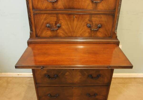 Antique Mahogany Chippendale Style Chest on Chest, Tallboy Bedroom Antique Chest Of Drawers 9