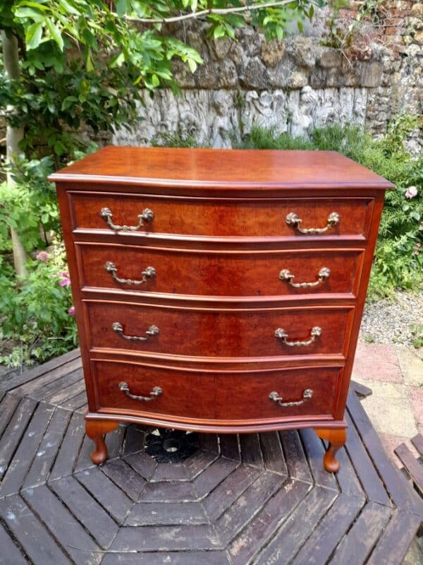 Bow Fronted Walnut Small Sized Chest of Drawers