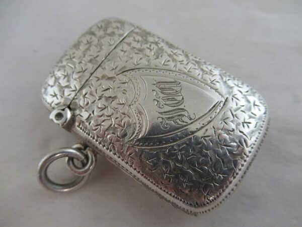 Solid Silver VICTORIAN VESTA CASE Hallmarked:- Birmingham 1894 Antique Silver 6