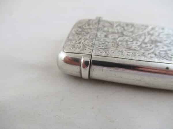 Solid Silver RARE VICTORIAN VESTA CASE – SIRUS PATENT Halmarked:- Birmingham 1899 Silver Vesta Case Antique Silver 9