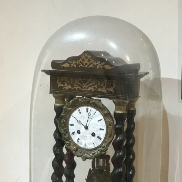 French Portico clock under glass dome Antique Clocks 6