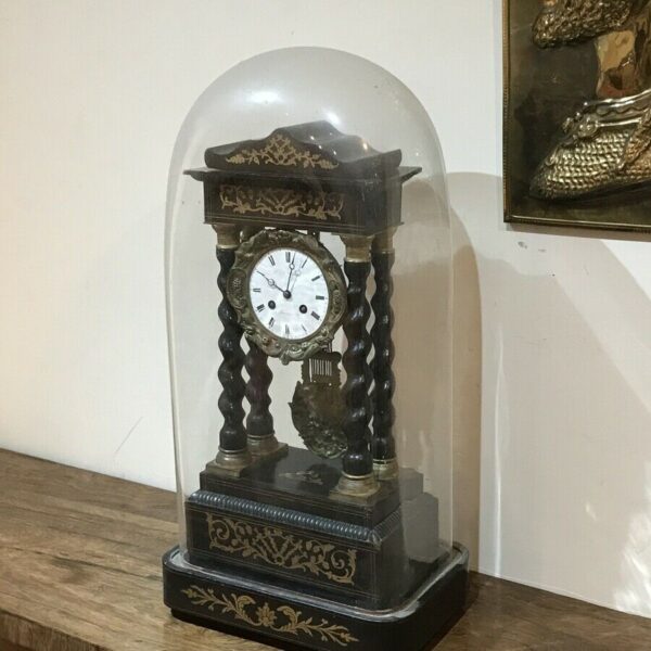 French Portico clock under glass dome Antique Clocks 8