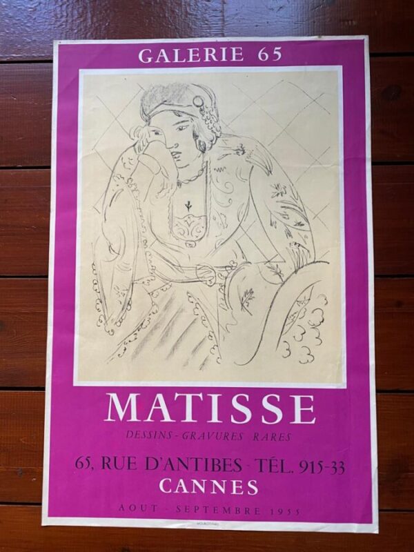 Original Henri Matisse 1955 Vintage Exhibition Poster, Galerie 65, Cannes art poster Antique Collectibles 4