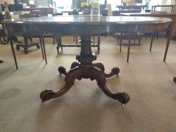 Oval Walnut Victorian Inlaid Tilt Top Table centre table Miscellaneous 13