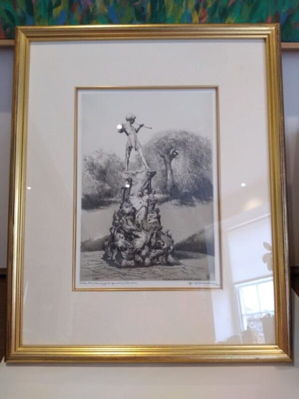 The Peter Pan Statue In Kensington Gardens, London. Etching Signed and Titled in Pencil by the Artist etching Miscellaneous 3