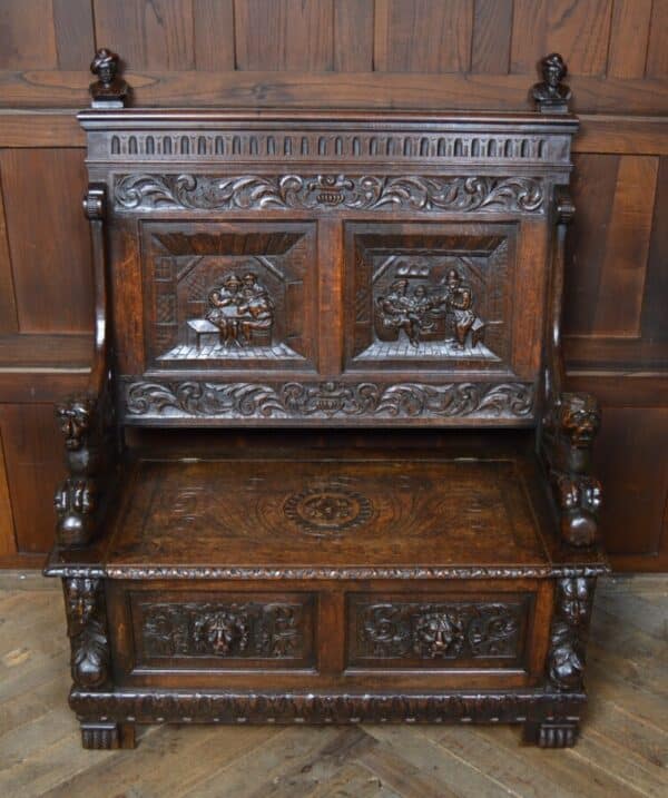 Victorian Oak Settle / Hall Seat / Monks Bench SAI2830 Antique Chairs 4