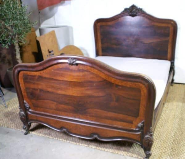 Antique French Second Empire Rosewood & Amboyna King Double Bed, c 1860 amboyna Miscellaneous 3