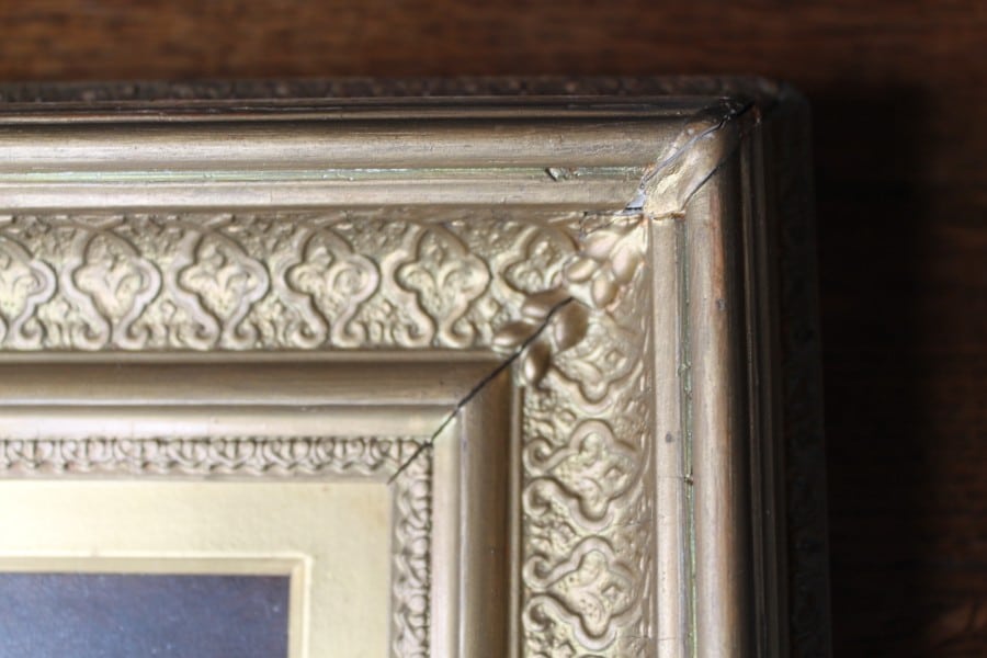 Victorian Painting in Gouache with Gilt frame. 19th C - Antiques To Buy