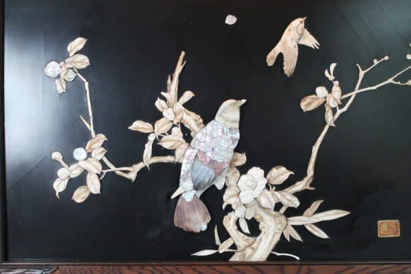 Japanese Shibayama Panel. Lacquered Carved Inlaid Wall Panel - Image 2