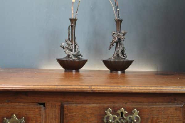 Japanese Bronze Dragon Vases.Mid 19th Century dragons Antique Vases 4