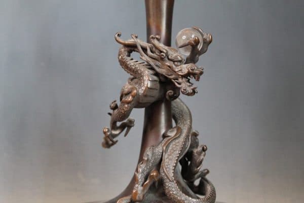 Japanese Bronze Dragon Vases.Mid 19th Century dragons Antique Vases 6