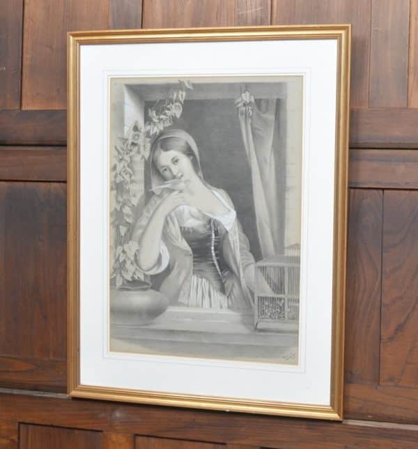 Framed Pencil Drawing By Miss Smith SAI3015 Antique Art 3