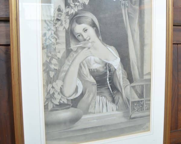 Framed Pencil Drawing By Miss Smith SAI3015 Antique Art 9