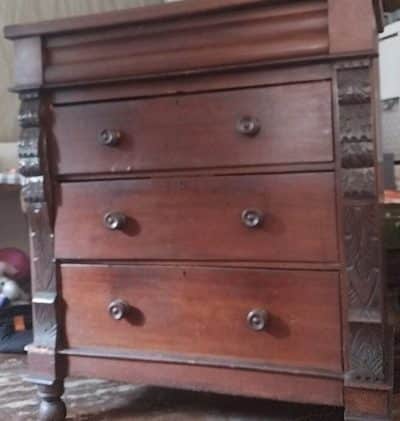 Antique Victorian Mahogany Scotch Chest Of Drawers With Carved Columns Mahogany chest of drawers Antique Chest Of Drawers 3