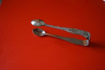 Vintage Ornate Scroll Design Silver Sugar Nips Boxed Silver Cutlery Antique Silver 5