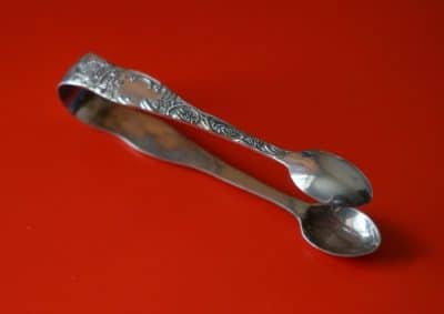 Vintage Ornate Scroll Design Silver Sugar Nips Boxed Silver Cutlery Antique Silver 4