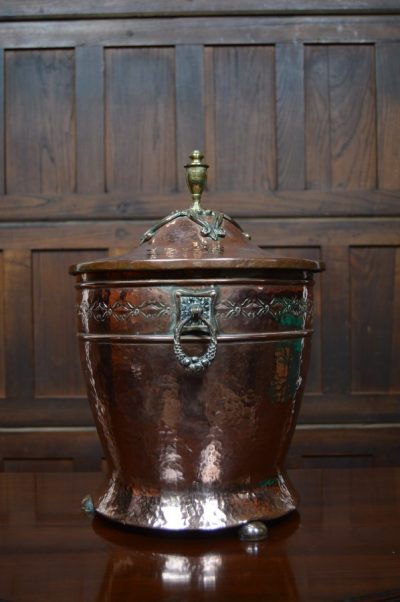 Edwardian Hand-planished Copper Bucket SAI3108 - Image 7